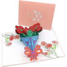 3D Mother's Day Greeting Card, Birthday Card For Mom, Carnation Flower Greeting Card, Best Gift For Mom's Birthday And Mother's Day(engraving)