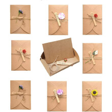 10 Styles Random Cards,Vintage Kraft Small Size Dried Flowers Greeting Card Teacher Mother's Day Birthday Card Valentine Card