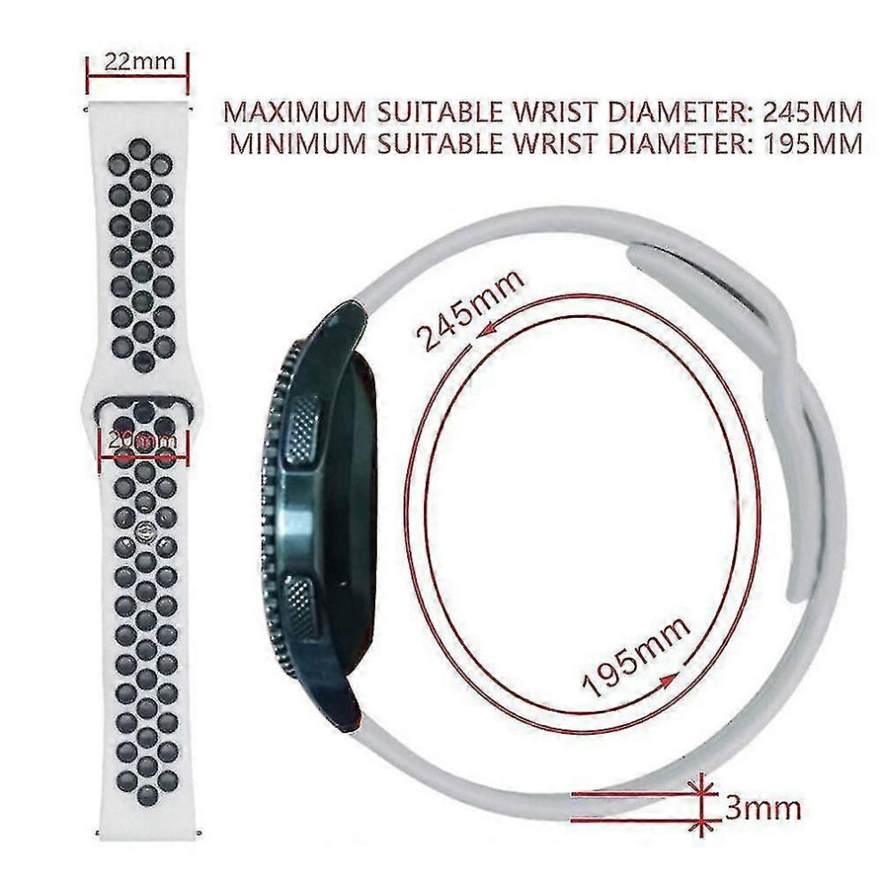 (22Mm, K) Watch Belt For Samsung Smartwatch Strap Quick Release Silicone Watch Belt Dual Color 20/22Mm Zekai 5014561757049