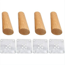 Set of 4 15cm Slanted Solid Wood Furniture Legs, Replacement Legs with Mounting Plate and Screws for Sofa, TV, Bed, Dining Table
