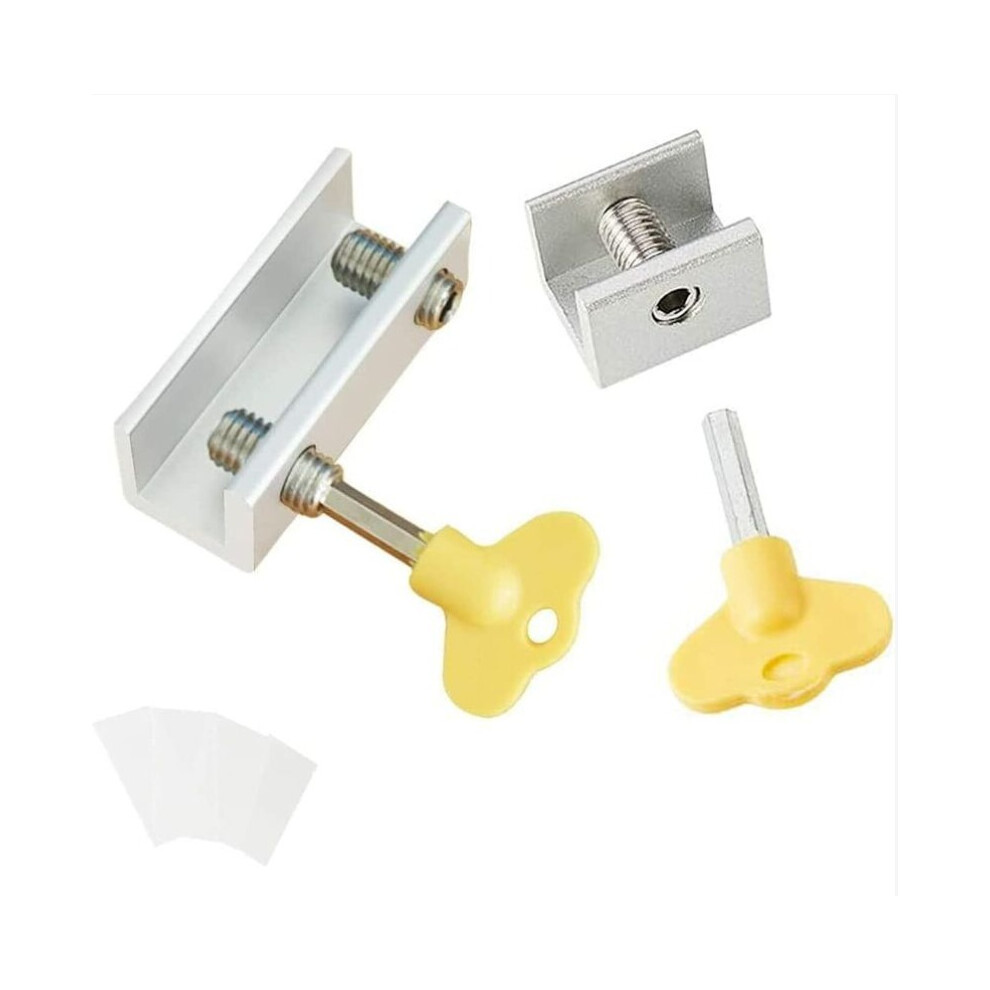 2 Pcs Sliding Window Lock Anti-Slip Aluminum Alloy Safety Window Lock With Key Sliding Door Blocks Sliding Latch For Children Lifeasy