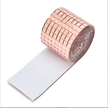 Espejos Mosaicos Autoadhesivos DIY Accesorio Decorativo, Espejos Cuadrados Mini Autoadhesivos de Vidrio 5x5mm (5 Metros) Oro Rosa