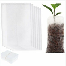 Bolsa biodegradable Versalles de 500 piezas de 8 x 10 cm para pl?ntulas, bolsa de vivero biodegradable no tejida, respetuosa con el medio ambiente, al