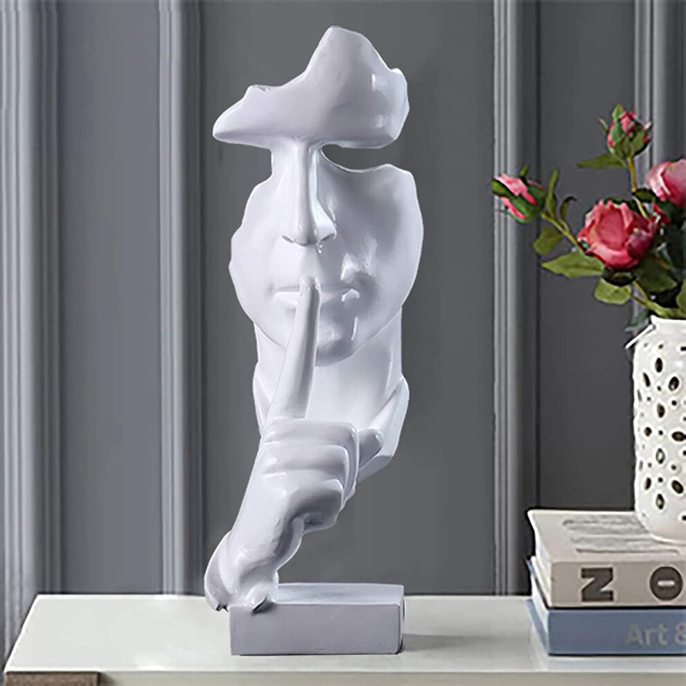 Statue en résine moderne et créative faite à la main pour salon, entrée, étagère de bureau, Art déco, blanc, 28,5 cm