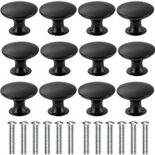 Set mit 12 Schubladenknöpfen im Vintage-Stil aus antikem Messing, 30 mm Durchmesser, für Schrankschubladen (schwarz)
