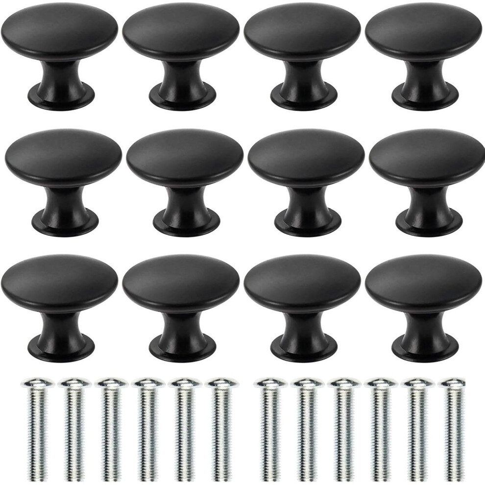 Set Of 12 Vintage Antique Brass Drawer Knobs 30Mm Diameter For Cabinet Drawer (Black) 9113374526050