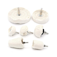 Yuhtech Polierrad für Bohrer, 7 Stück, 6 mm Schaft, Baumwoll-Polierpad für Metall