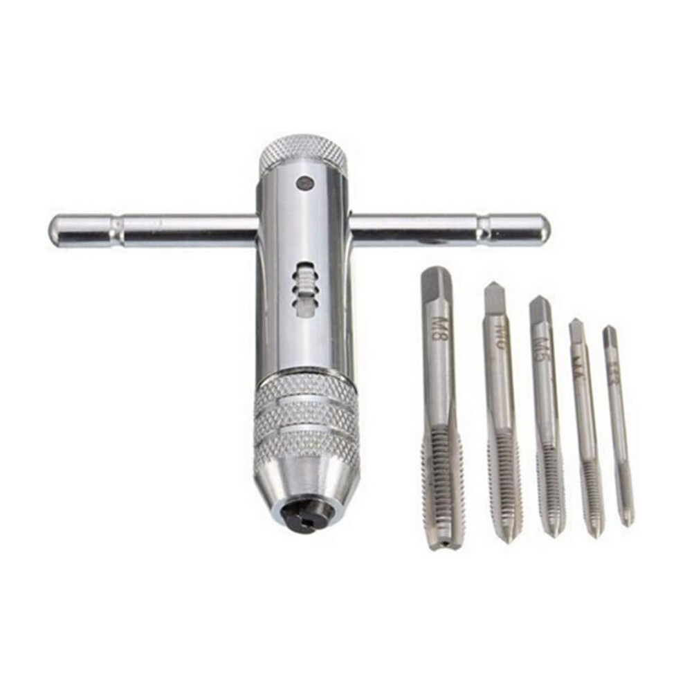 Photos - Other Hand Tools T Bar Handle Ratchet Tap Holder, Adjustable Tap Wrench with 5pcs M3-M8 3mm-8mm Metric Plug Machine Screw Thread T Shape Tapp