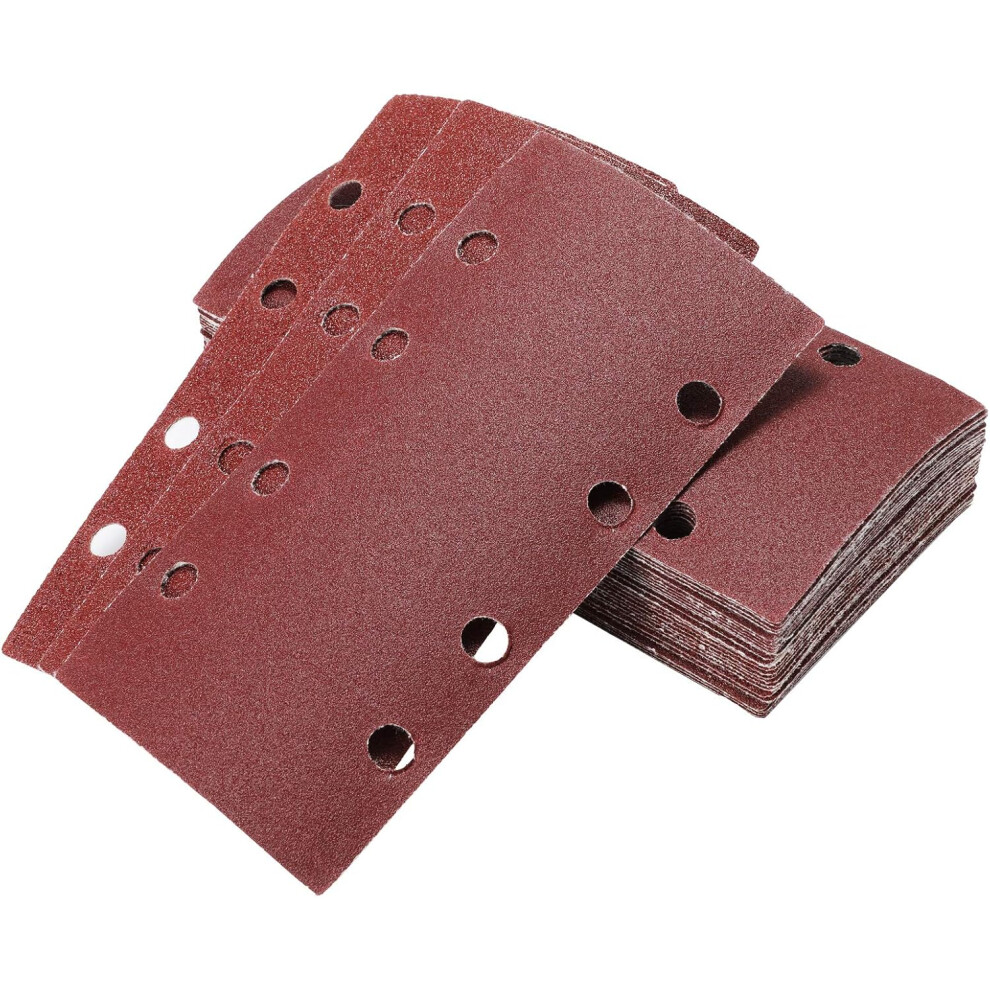 40 Pack Orbital Sander Sanding Sheets 93 X 185 Mm, 8 Holes, 60/80/120/240 Grit Rectangular Aluminum Oxide Sandpaper, Ideal For Sanding/Polishing/Wood 9113374526487