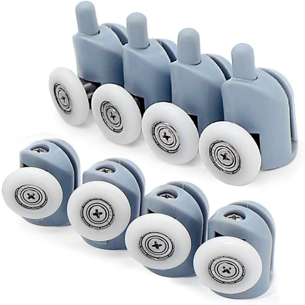 23Mm Sliding Door Roller, 8 Shower Door Rollers, Adjustable Roller Dual Roller Caster Wheel Runners Pulleys Guides Shower Door Bathroom Replacement 9113374526746