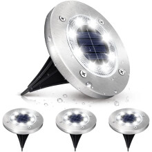 Luci da giardino esterne alimentate a energia solare, 8 luci solari a LED da incasso, illuminazione da terra per esterni, luce bianca 6000K, decorazio