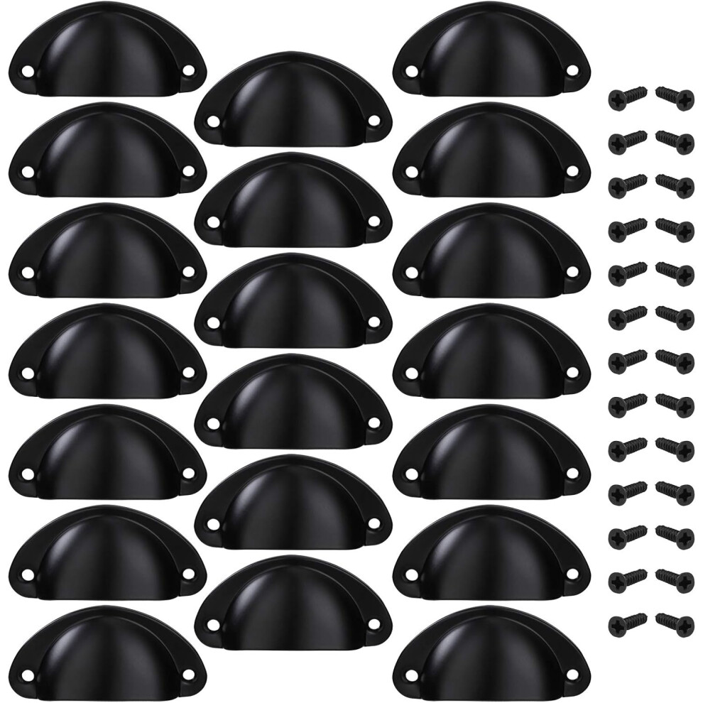 Lifeasy Black Drawer Handle Knob Shell Door Handle Shell Shaped Decoration Door Furniture Drawer Cabinet Cupboard With Screws 20 Pieces