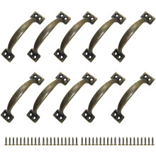 10 Pulls Cabinet Handle Door Knob Rustic Centerset Zinc Alloy Handle for Kitchen Barn Door Garden Shed (120MM)-Bronze
