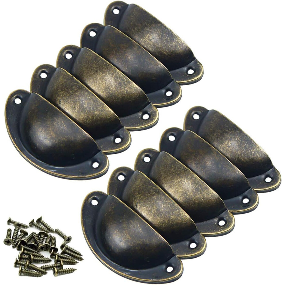 Door Knobs Set Of 10 Vintage Cabinet Knobs Pulls Metal Drawer Knobs Shell And Cabinet Knob For Cupboards Wardrobe Dresser Drawers Antique Brass 9113374527705