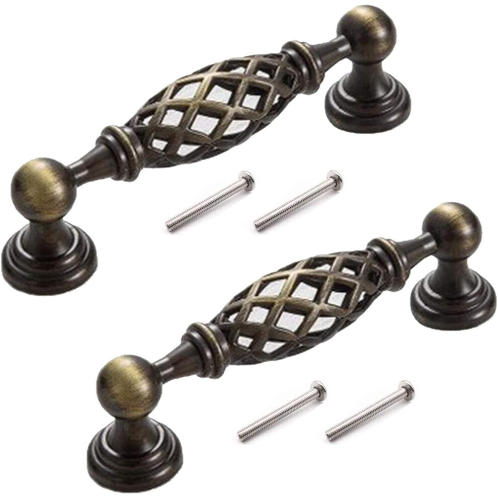2 Pieces Bronze Style Furniture Handle With Screws, 96Mm Antique Furniture Handle, For Bathroom Kitchen Drawer Door Cupboards Hotel Decoration, Europe 9113374527774