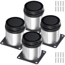 4er-Set Küchenmöbelfüße aus Edelstahl - verstellbar - rund - 50 x 60 mm