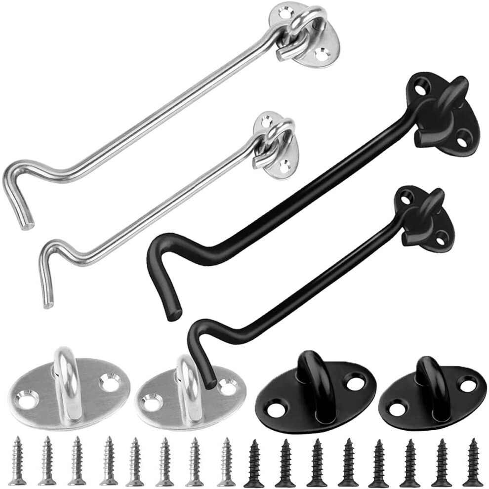 Lot de 4 loquets de porte en acier inoxydable pour porte coulissante de grange (110 mm/155 mm)