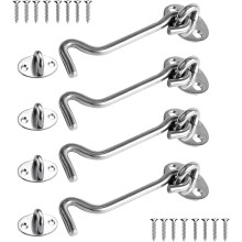 4 Stück Torriegel, Türriegelhaken, 4 Zoll Edelstahl-Türriegel, Torriegel für Schlösser, Scheunentore, Badezimmerfenster, Schiebetüren (Silber)