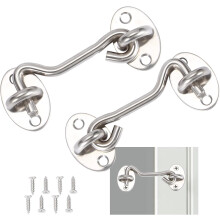 2 Pieces Cabin Hook,Door Latch Hook,Silver Stainless Steel Door Hook Lock,With Mounting Screws,For Window,Barn Door,Shed Door,Garage Door(7.5cm)