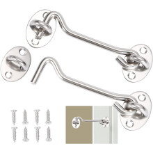 2 Pieces Cabin Hook,Door Latch Hook,Silver Stainless Steel Door Hook Lock,With Mounting Screws,For Window,Barn Door,Shed Door,Garage Door (10cm)