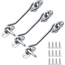 3 Pieces Stainless Steel Cabin Hook, Shelter Lock Gate Latch Latch for Shed Door Garage Door Window Door, 100MM