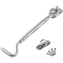 Cabin Hook, Gate Latch 8 inch Stainless Steel Eye Shed Door Latch for Shed Door Garage Door Windows Cabin