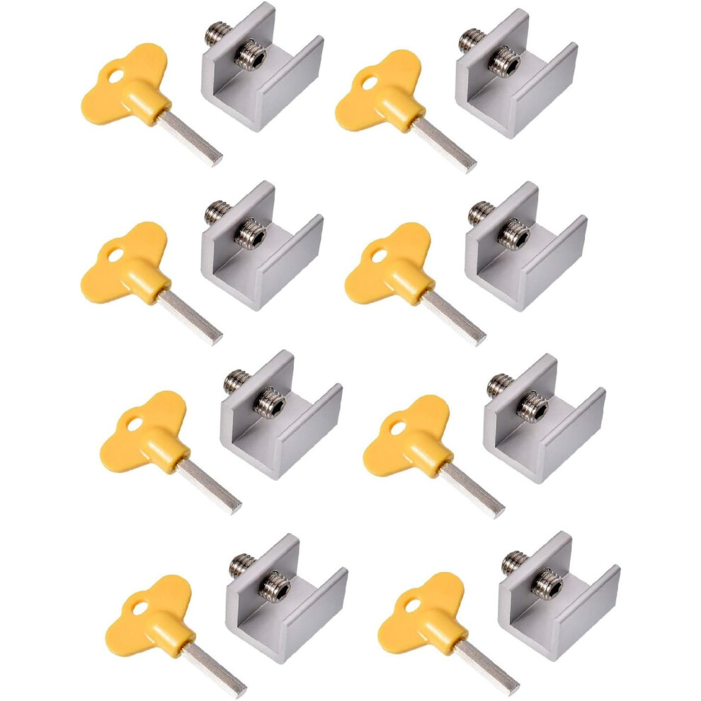 Lot de 8 verrous de fenêtre coulissants en aluminium, verrou de sécurité à cadre réglable pour porte coulissante avec clés (B)