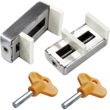 Set of 2 Sliding Window Locks with Key Sash Anti-Theft Stopper Alloy Door Security Steel Child Safety Limiter