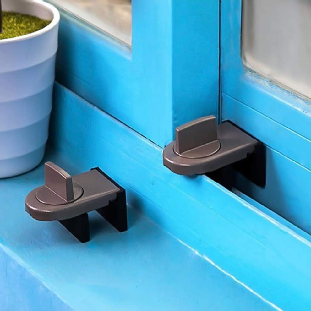 Bloque-portes et fenêtres coulissantes gris pour la sécurité de bébé et antivol (2 pcs)