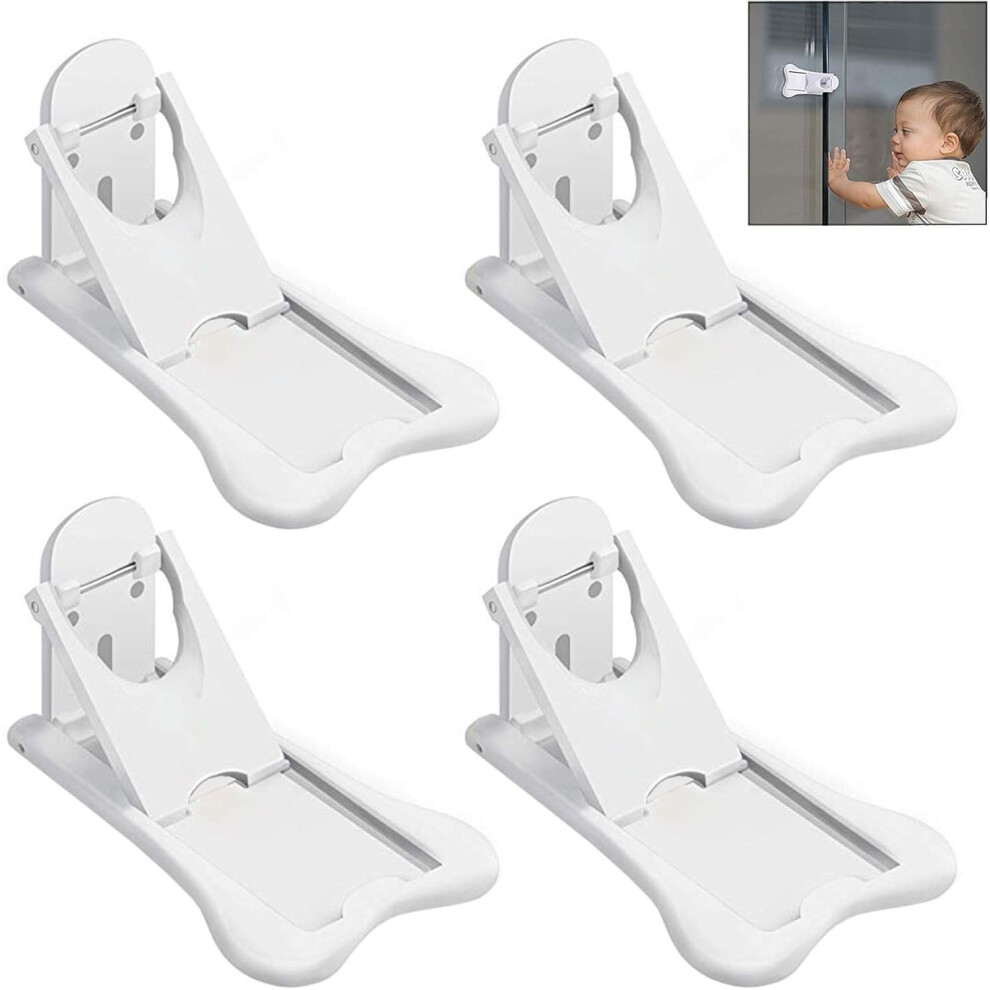 Lot de 4 butées de porte coulissante, verrou de sécurité pour bébé, verrou de sécurité pour placard, butée de fenêtre sans perçage