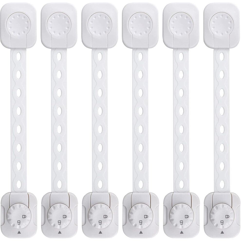 Baby Safety Lock(Improved), Set Of 6 Child/Baby Cupboard Locking Latches, For Drawer, Fridge(, No Tool Required) White Lifeasy