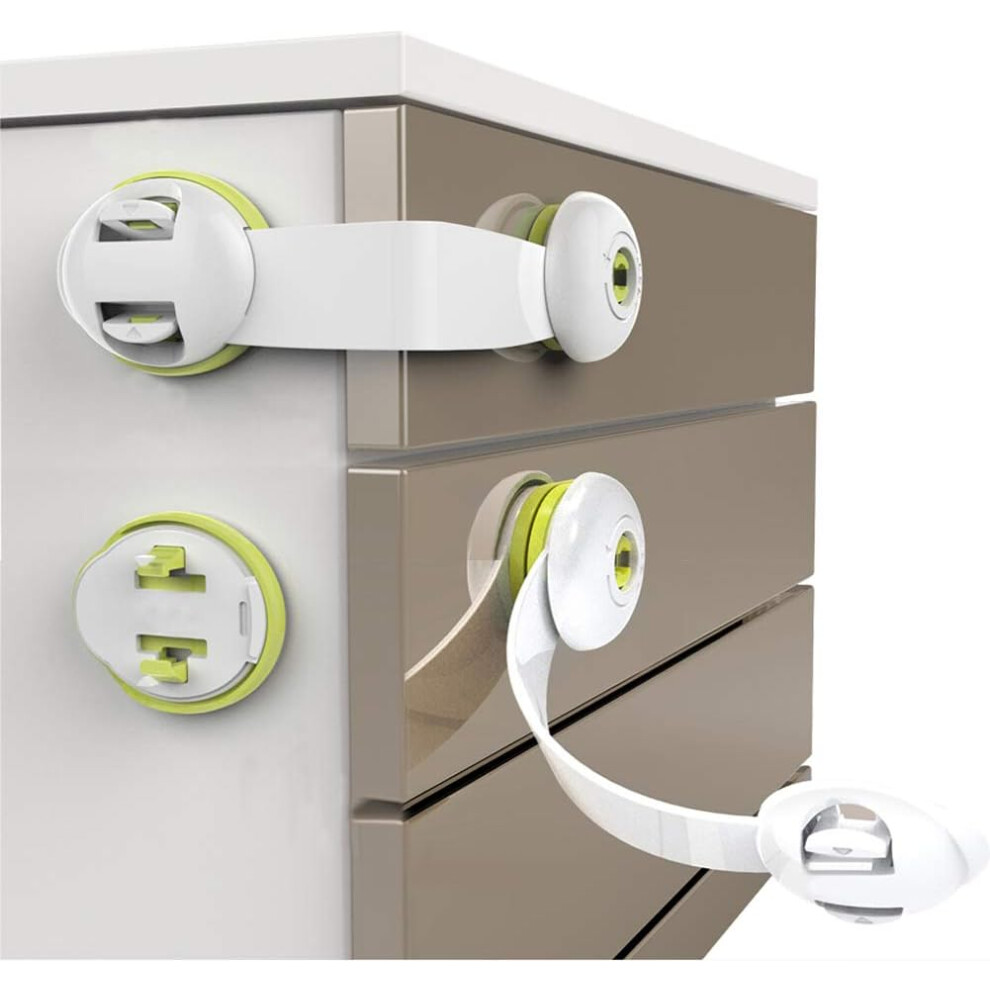 Child Safety Cabinet Locks - 10 Pack, 3M Adhesive Child Safety Lock, For Kitchen Cabinets, Drawers, Appliances, Wardrobe, Kitchen Lifeasy