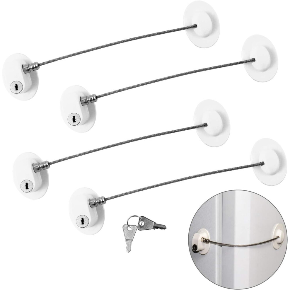 Set Of 4 Child Safety Locks With Keys For Refrigerators, Doors And Drawers, Windows Lifeasy