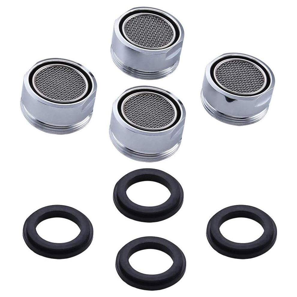 Lot de 4 aérateurs de filtre de robinet universels à économie d'eau pour robinet d'évier de cuisine ou robinet de salle de bain Argent (24 mm)