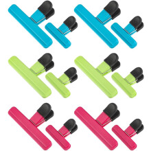 Beutelclip 9/12 Stück Lebensmittelbeutel Verschlussclip für Küchenverpackungen Verschiedene Farben (12)