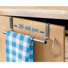 Toallero para colgar en puertas de armario, tendedero con 1 barra extensible de acero inoxidable, 25-40x8x9cm, accesorio de cocina y ba?o sin taladrar