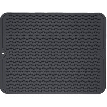 Große Abtropfmatte aus Silikon, Abtropfmatte, Untersetzer, hitzebeständiges Küchenzubehör, 45 40 cm (schwarz)