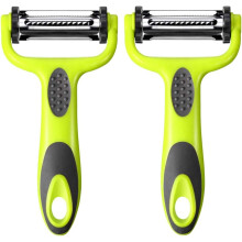 2Pcs Professional Vegetable Peeler and Fruit Peeler, 3 in 1 Vegetable Peeler, Swivel Peeler, Julienne Peeler, Potato Peeler, Carrot Peeler (Green)