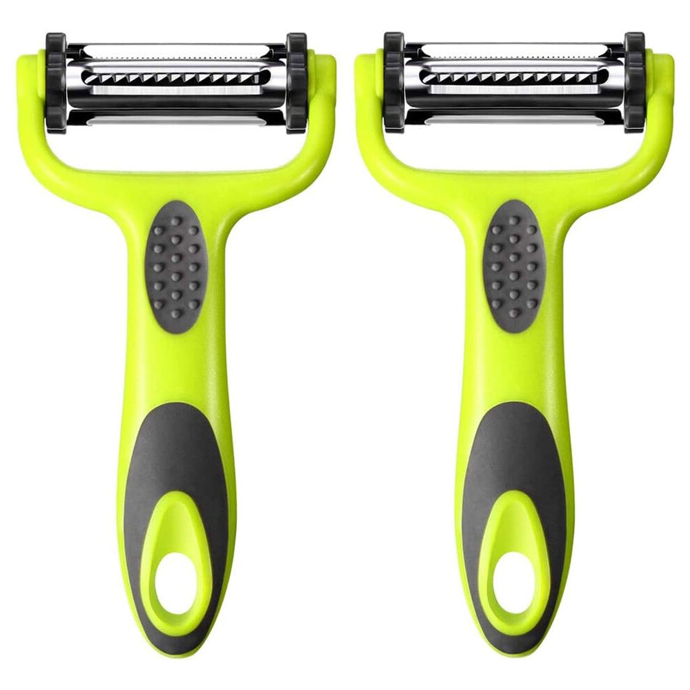 Lifeasy 2Pcs Professional Vegetable Peeler And Fruit Peeler, 3 In 1 Vegetable Peeler, Swivel Peeler, Julienne Peeler, Potato Peeler, Carrot Peeler (Green) Green