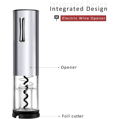 Stainless steel electric corkscrew - portable and rechargeable corkscrew with micro USB type charging cable 2