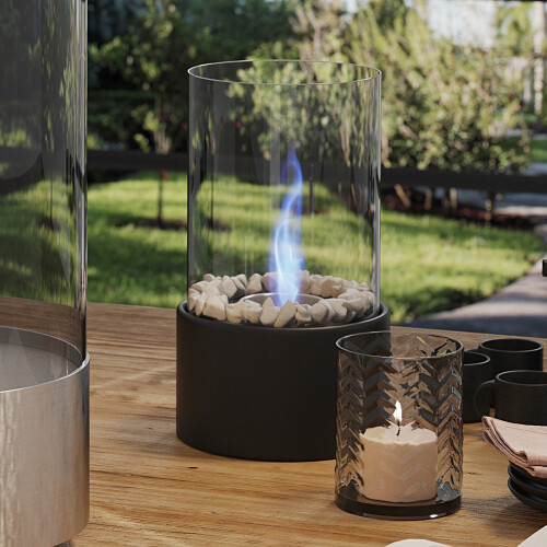 Freestanding Tabletop Ventless Ethanol Fireplace with Glass Screen 1