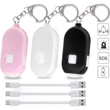 Personal Alarms for Women, 3 Packs 130dBs Rechargeable Self-Defense Security Alarm Keychains to Protect the Safety of Your Family, Children, Elderly