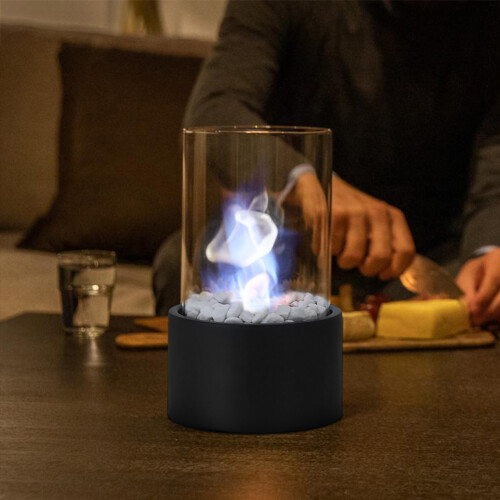 Freestanding Tabletop Ventless Ethanol Fireplace with Glass Screen