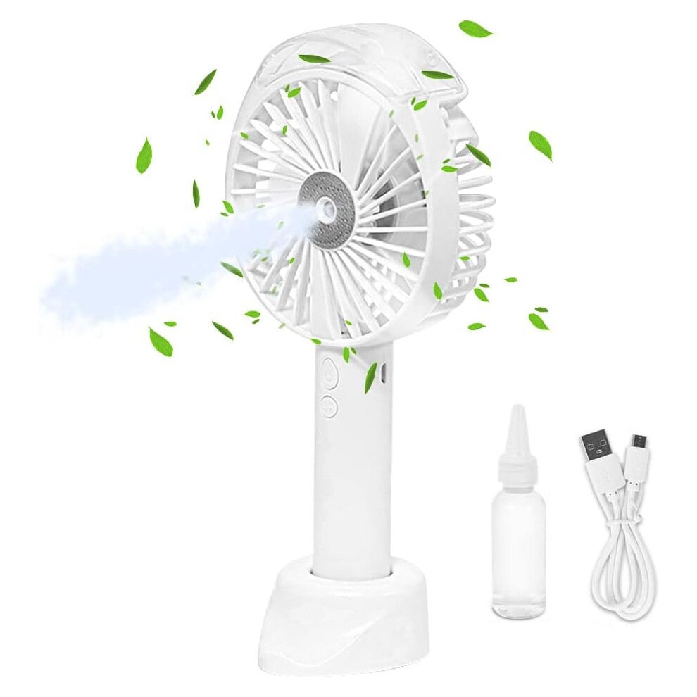 Portable Hand Fan Pocket Fan Battery Operated Usb Rechargeable Silent Mini Small Personal Electric Fan Outdoor Desk Fan Mist Fan (White)-image-OPC-PG5VC8D-NEW