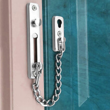 Cadena de seguridad para puerta, cerradura antirrobo para puerta, cerradura de cadena de acero inoxidable para puerta corrediza con 4 tornillos para p