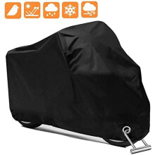 Motorradabdeckung, XXL 190T wasserdichte Polyesterabdeckung, resistent gegen Vogelkot, Wasser, Staub/Schnee/Regen, Wind, UV, Nero