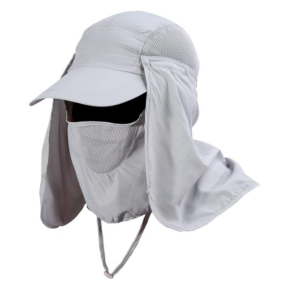 Detachable Sun Visor Hat 3 In 1 Full Face Cap Anti Uv Full Face Neck Protection Breathable Quick Dry For Outdoor Fishing Hiking (Color : Gray) 9113374534574