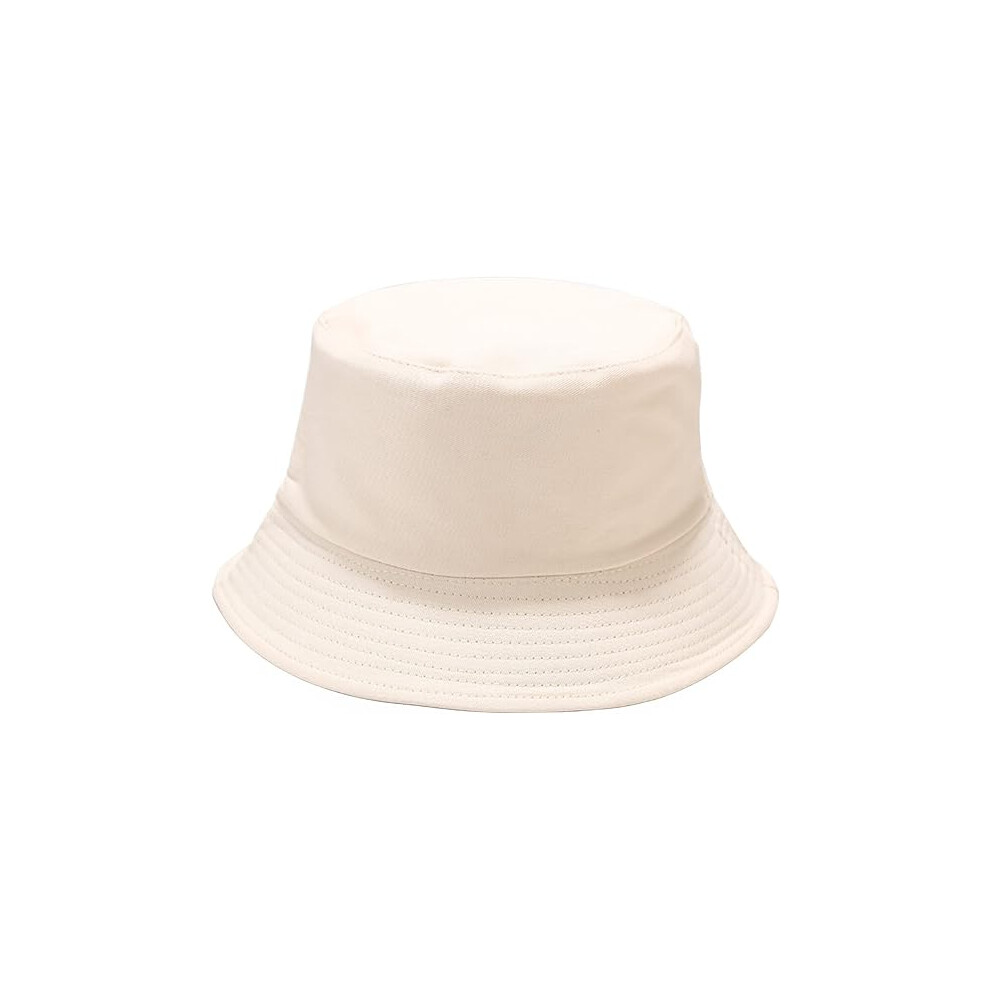 Chapeau de pêcheur pour femme, chapeau de soleil, visière, chapeau de plage réversible et pliable (beige)
