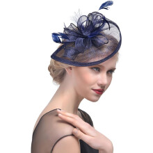Eleganter Fascinator-Hut für Damen, Brautfeder-Haarspange, Royal Ascot-Cocktail-Accessoires (Marineblau)