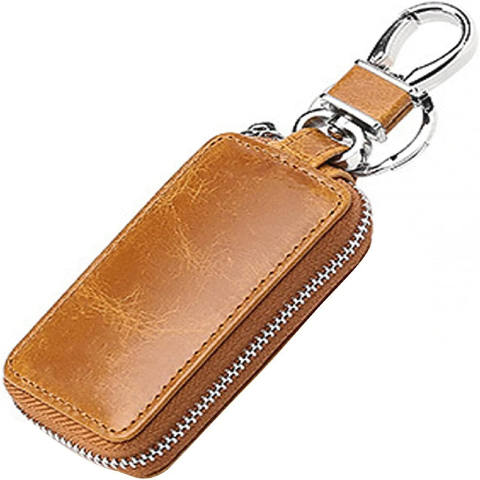 Pochette pour clés de voiture, 1,57'' x 3,44'', étui en cuir pour clés, mini porte-monnaie, sac de sécurité multifonctionnel pour hommes (marron)